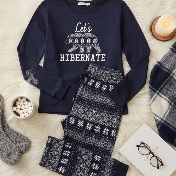 Maurices Other - Maurices Let's Hibernate Graphic Tee and Jogger Pajama Set